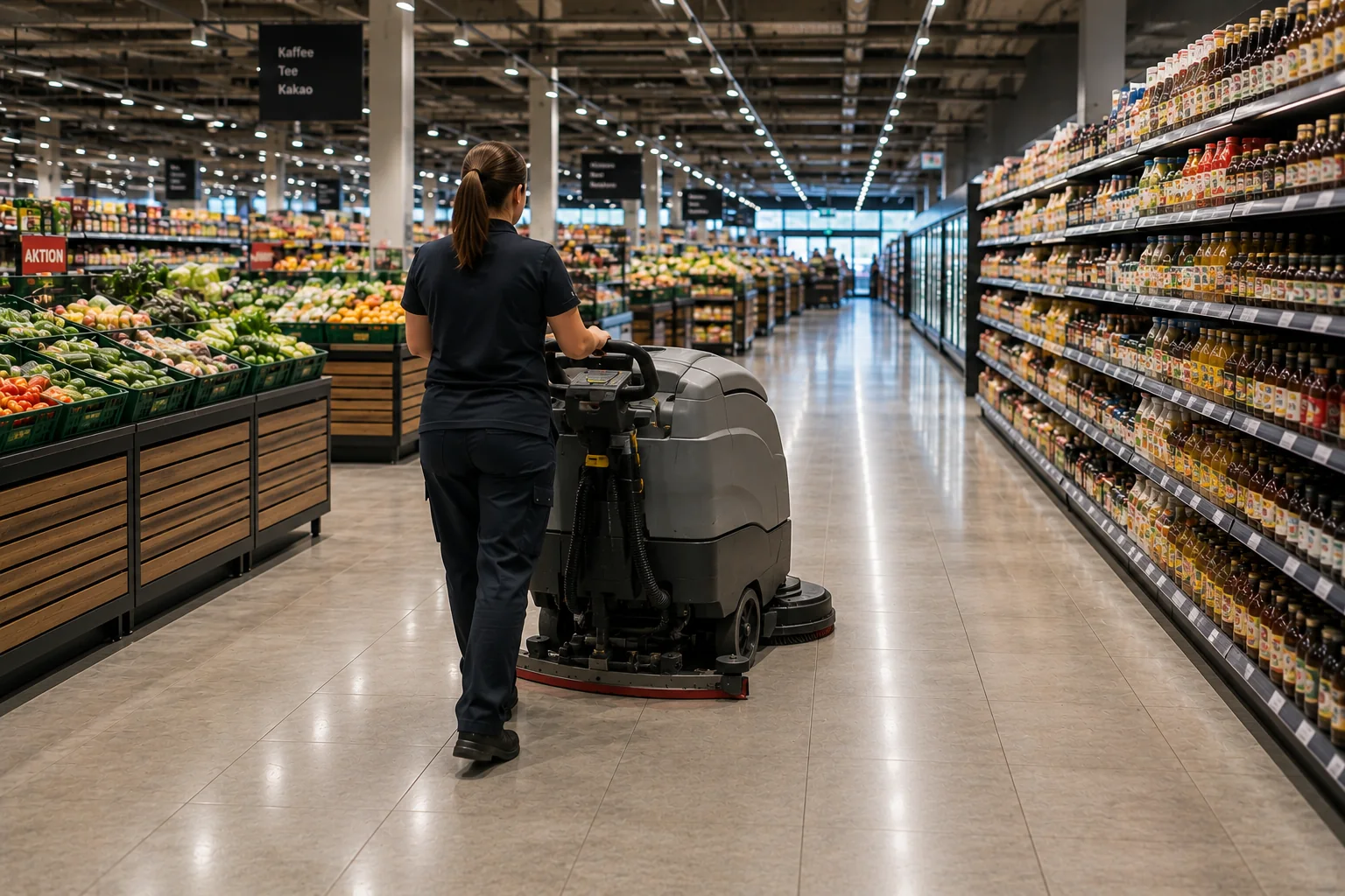 Einzelhandelsreinigung in einem Supermarkt